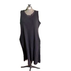 Lands' End Black Cotton Dress Medium Petite pockets